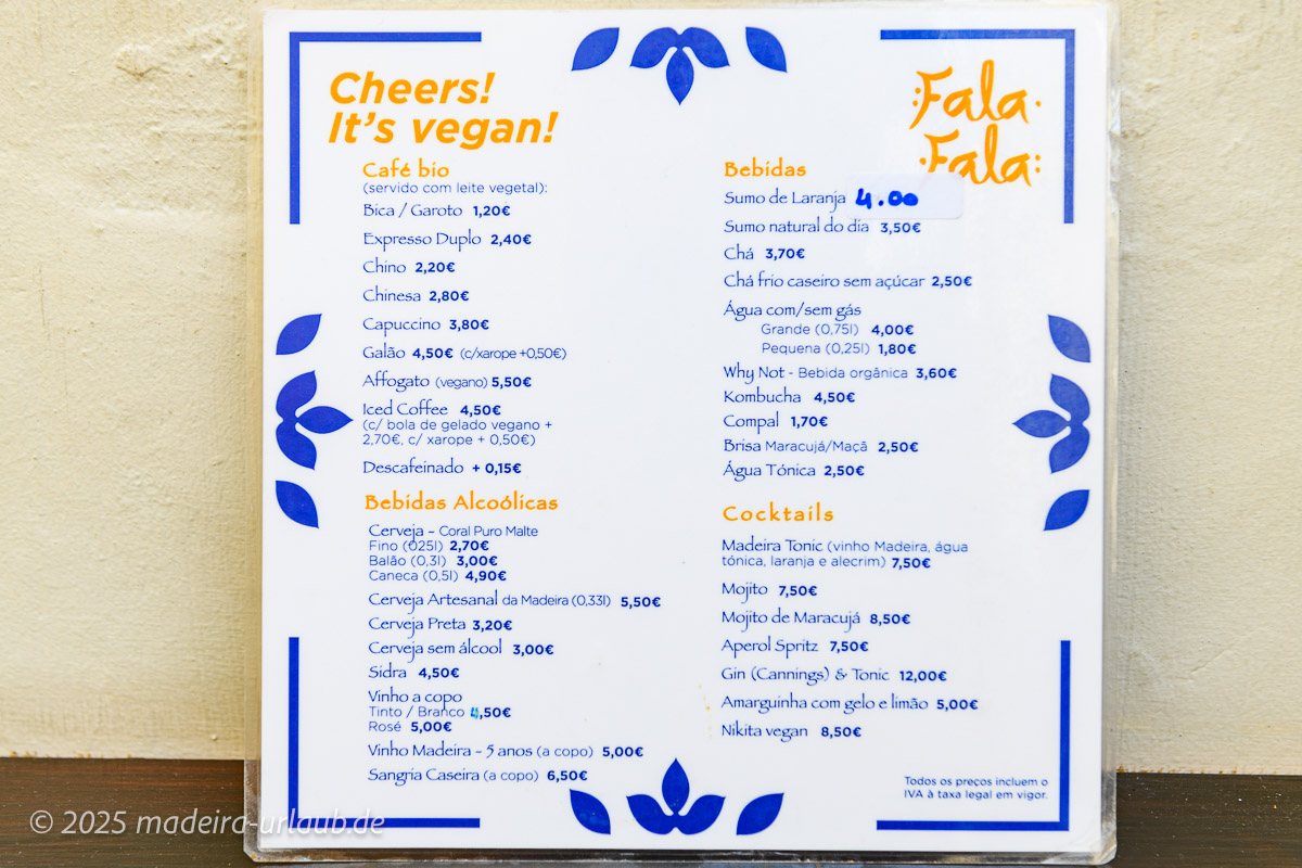 Getränkekarte Fala Fala