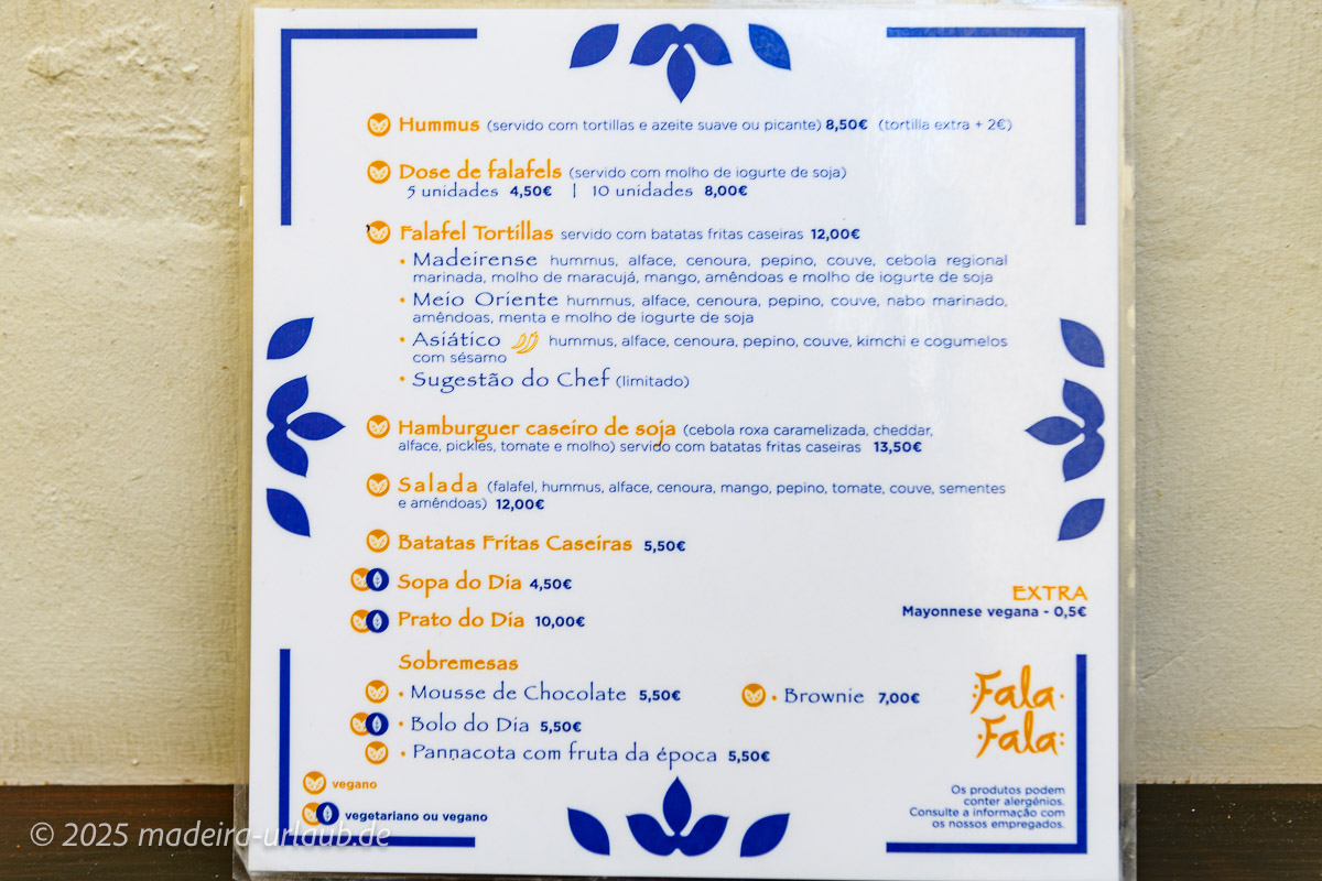 Speisekarte Fala Fala